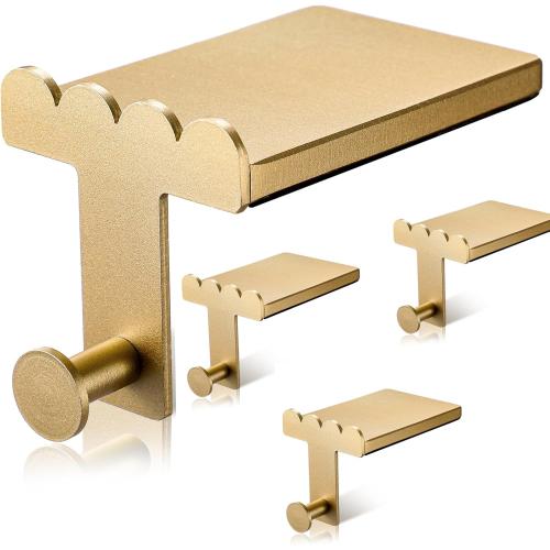 4 Pcs Heavy Duty Christmas Stocking Holders Scalloped Brass Non-Slip Mantel Fireplace Stocking Hangers for Xmas Counter Tables Fireplace Mantle Decoration