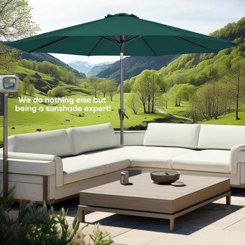 Size 10ft Color Green Tempera Patio Market Outdoor Table Umbrella with Push Button Tilt and Crank,Large Sun Umbrella with Sturdy Pole&Fade resistant canopy,Easy to set