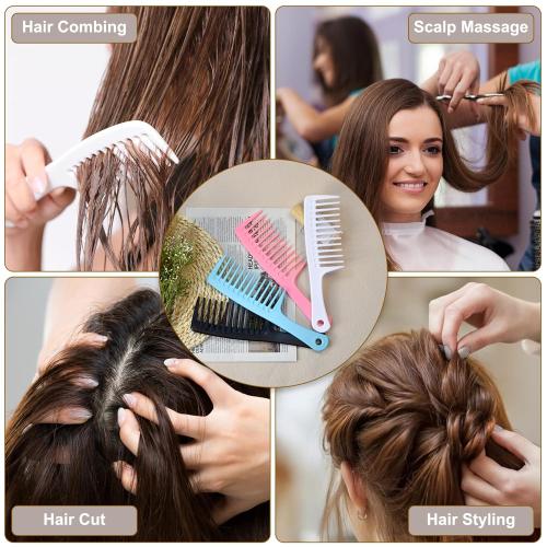MODENGKONGJIAN 4PCS Wide Tooth Detangling Comb, Large Hair Styling Comb for Curly, Wet, Long Hair (Multi-colored, Polypropylene, Handgrip)