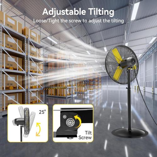30 Inch Commercial Industrial Pedestal Fan Oscillating, 8900 CFM Industrial Fans Heavy Duty with 3 Speed, Metal Stand up Fans with Poweful Motor, UL Safety Listed