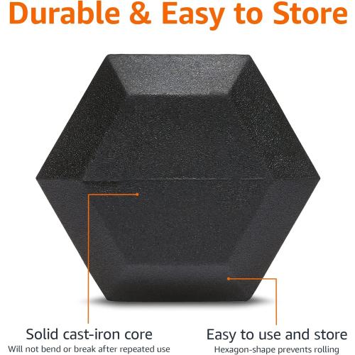 Amazon Basics 25 lbs Rubber Hex Dumbbell Hand Weight