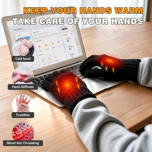 USB Heated Gloves for Women Men, Winter Gloves Full Finger Hand Warmers Gloves 3 Levels Temperature Adjustable Fast Heating Electric Heated Gloves for Outdoor Skiing Cycling Hiking (Dark black5)