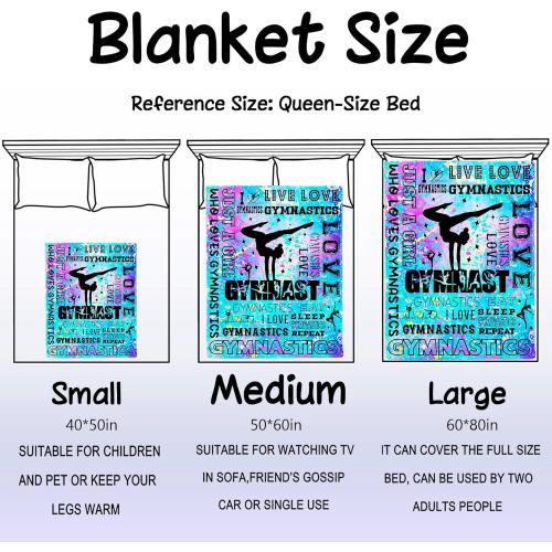 Gymnastics Blanket Gifts for Girls Ultra Soft Flannel Gymnastics Throw Blankets Gymnast Lovers Merch Stuff Gifts for Kids Adults 50X40