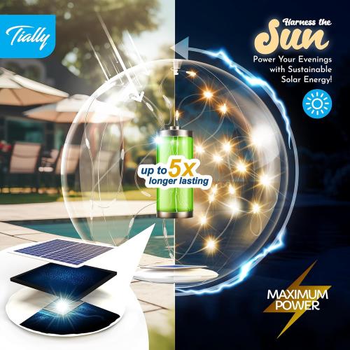TIALLY Fairy Floating Pool Lights Solar Powered - 14 Inflatable Glow Balls for Pool, Solar Floating Lights for Pool, Floating Solar Pool Lights for Inground Pools, Pool Decorations Outdoor (4 Pack)