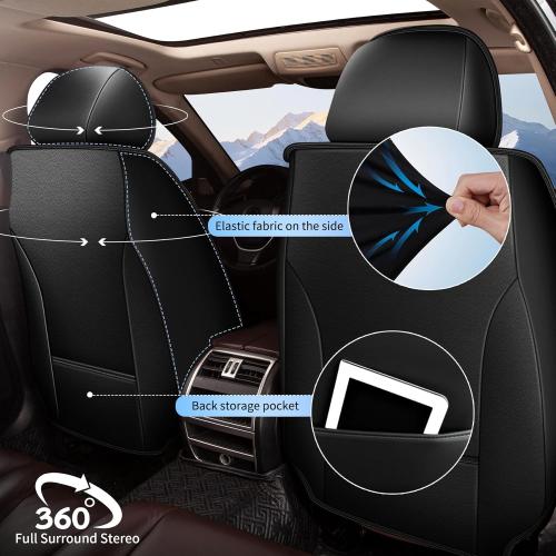 Seat Covers Fit for Ford Maverick 2022-2024 2025: Breathable Leather Waterproof Seat Covers Front&Back (5 Seat Full Set,Black & Grey)