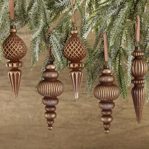Yunlly 9 Pcs Neutral Christmas Ornaments Textured Christmas Tree Decor with Hanging Loop Modern Brown Hanging Finial Ornaments Shatterproof Home Decor for Xmas Vintage Rustic Farmhouse (Retro Color)