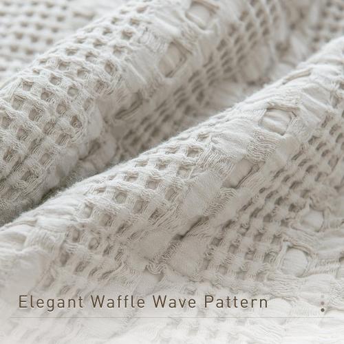 CozyTide Oversized King Quilt 120x120,100% Cotton Waffle Weave Khaki Bedspread,3 Piece Ultra Soft California King Quilted Coverlet Set Farmhouse Shabby Bedding Set