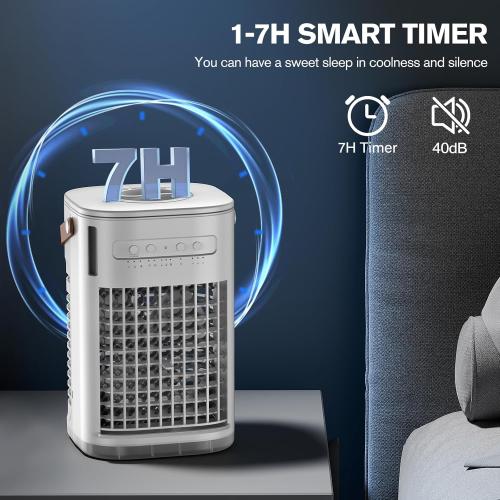 Portable Air Conditioners w/Remote, 5400mAh Built-in Battery, Mini Air Conditioner, 1.2L Water Tank & Ice Box, Auto-off Timer, Evaporative Air Cooler With 3Speeds, Desktop Fan For HomeOutdoors