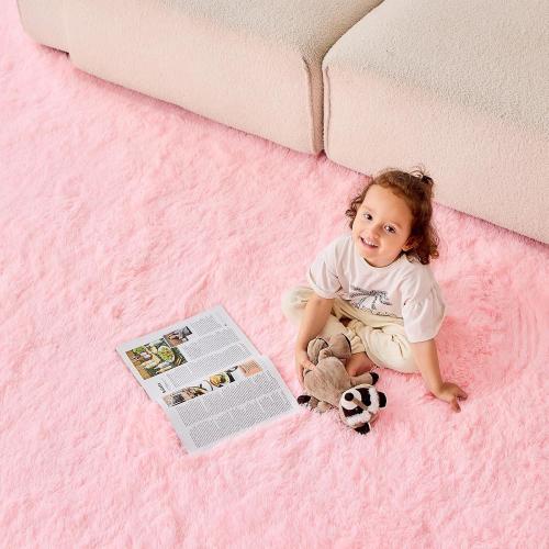 OPHANIE 4x6 Pink Rugs for Bedroom, Ultra-Soft Fluffy Area Rugs for Living Room, 4 x 6 Shag Carpet for Nursery, Kids, Girl, Boy, Baby, Plush, Fuzzy, Shaggy, Cute Home Decor