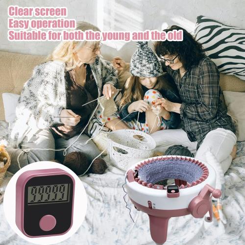 Knitting Machine Counter, Heyseri Row Counter for Knitting Machine - Attachable Magnetic Suitable for 32.40.48 Needle Row Counter - Pink