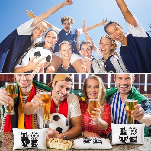 Sweetude 24 Pcs Soccer Gifts Bulk Adjustable Bracelet and Makeup Bag, White
