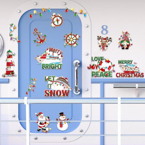 Capoda 16 Pcs Christmas Cruise Door Magnets Merry Christmas Magnets Decorations Winter Holidays Magnetic Stickers for Car Ship Xmas Holiday Refrigerator Metal Door Garage Car Decor(Light Bulb)