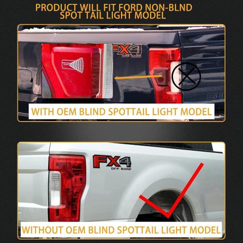 Left Driver Side Rear Tail Light Assembly Compatible With 2020-2022 Ford F250/F350/F450 Super Duty Rear Taillight Tail Lamp Halogen Brake Lamp(w/o Blind Spot) (w/o LED)