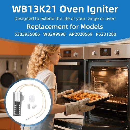 WB13K21 5303935066 WB13T10045 Gas Range Oven Igniter Replacement for GE Kenmore Hotpoint Samsung Gas Oven Igniter, Replaces WB2X9998 IG9998 WB13K10026 Norton 501a by APPLIANCEMATES