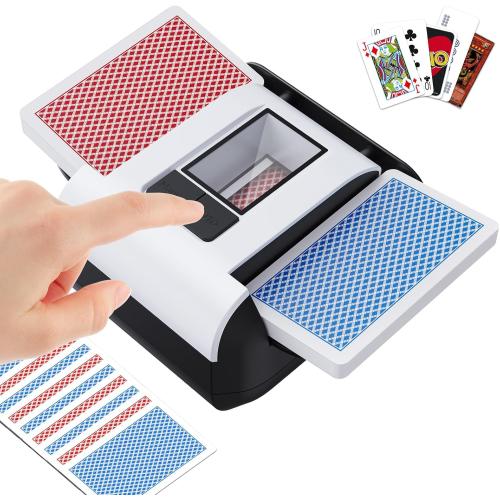 Automatic Card Shuffler - One-Press AUTO & Manual Mode, Electric Shuffling Machine for 1-2 Decks, Low Noise