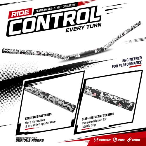 1-1/8 28mm Motorcycle Handlebars - Universal Aluminum Handlebar for CRF KLX KX LTR TRX SX SXF EXC XCW Motocross Pit Dirt Bike ATV Quad Grizzly Hawk 250 (Black, Style A)