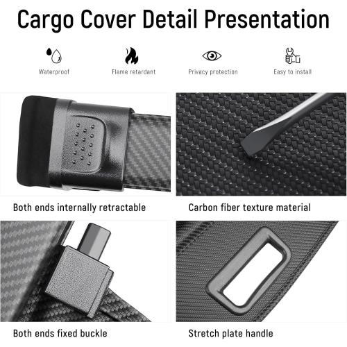 ZZEQYG Cargo Cover for 2018-2024 Chevy Chevrolet Equinox/GMC Terrain Accessories Retractable Cargo Cover Trunk Cover All Weather Shielding Shade Cargo Luggage Cover (Carbon Fiber)