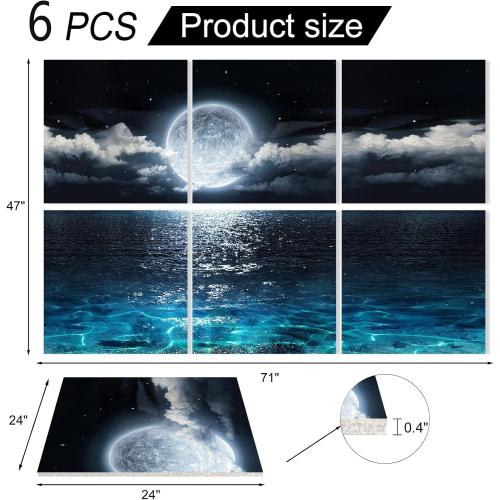 YPY Acoustic Panels Soundproof Wall Panels: Sound Absorbing Wall Art Decorative Sound Proofing Panels Noise Cancelling Acoustical Treatment for Home Studio 6 Pack 72x48 Inches