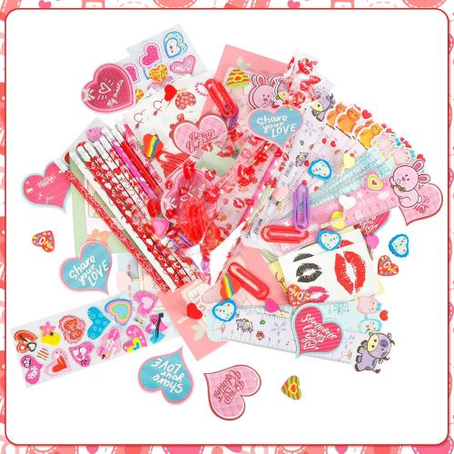 Thuodo 28 Pack Valentines Day Stationery Set for Kids Valentines Day Gift Card School Classroom Exchange Gifts Party Favors Supplies