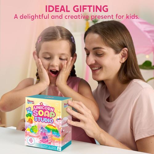 Klever Kits Unicorn Soap Making Kit- 4 Molds Girl Crafts DIY Project, Unicorn Girl Gifts, Kids Birthday Gift for Aged 6 , Science STEM Activity Teenage Gifts for Toddler Ages 6 7 8 9 10 11 12