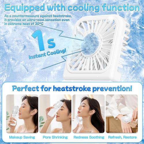 Handheld Portable Fan with Ice Cooler,6 in 1 7000mAh USB Rechargeable Foldable Personal Hand Held Fan,Power Bank, LED Display, 5 2 Speeds for Travel/Summer/Concerts/Lash, Gifts for Men Women