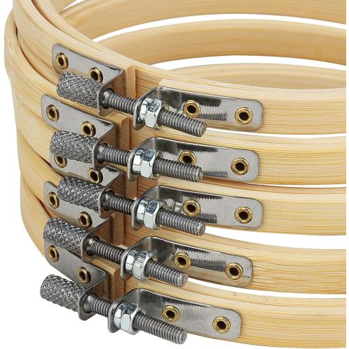 SENJEOK 20 PCS 5 Inch Bamboo Embroidery Hoop, Adjustable Cross Stitch Circle Ring for Craft Sewing, DIY Project, Decoration