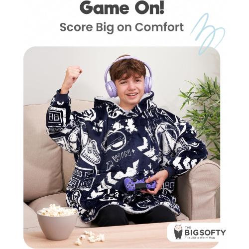 Size ONE FITS ALL  Sports Blanket Hoodie Men & Kids, Oversized Wearable Blanket Kids, Teens, Adults, Soccer & Basketball Hoodie Blanket for Boys
