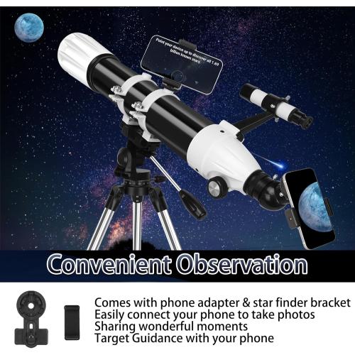 Telescope, 90mm Aperture 900mm Astronomical Refractor Telescope for Adults High Powered - Multi-Coated Professional Telescopes for Astronomy Beginners with AZ Mount, Portable Carry Bag, Phone Adapter