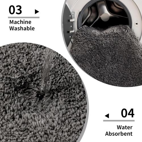 Small Bathroom Rugs 17x24 Non Slip Dark Grey Fluffy Bath Mat for Bathroom Floor Machine Washable Plush Luxury Bath Rug for Tub Soft Shaggy Absorbent Shower Mat