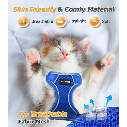 size XS Halypet Cat Harness and Leash Set [MAX Safety 4th-Gen Upgrade] Escape Proof Adjustable Cat Leash Comfortable Soft Vest Easy to Wear Kitten Harness with Reflective Strip for Cats Walking, XS Blue