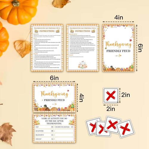 Thanksgiving Friendly Feud Game, Happy Thanksgiving Trivia Feud Quiz, Fall Harvest Board Game for Adults Family, Fall Holiday Party Activities Decorations, Autumn Party Supplies & Favors -04