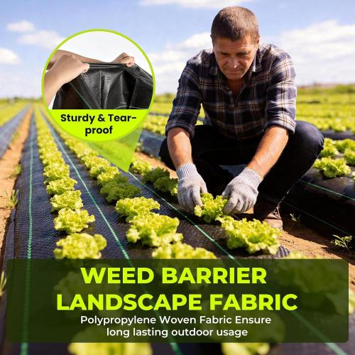 4ft x 300ft Weed Barrier Landscape Fabric, 3.2oz Heavy Duty Woven Fabric | Block Gardening Mat Ground Cover, Weed Control Garden Cloth for Gardening Ground, Landscaping, Driveway