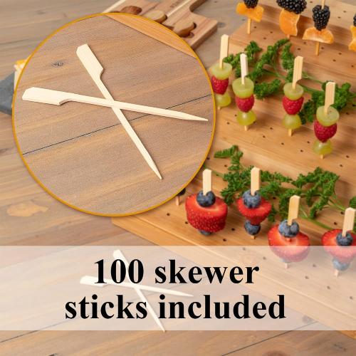 Skewer Holder Bamboo Food Display w/180 Holes, Great for Buffet, Cocktail Parties and Catering Events Six Tier Food Stand - 100 Pcs 4.7 Inch skewer Included
