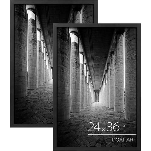 BLACK FRAME DOAI ART 24x36 Poster Frame Black 2 Pack, Poster Frames 24 x 36 inches or 24x36 Picture Frames with HD Plexiglass for Horizontal or Vertical Wall Mounting, Durable Scratch-proof Safe and Artistic