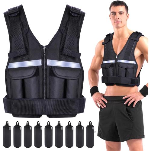 Sportneer Adjustable Weighted Vest Weights: 2-18 lbs/2-40 lbs Washable Weight Vest for Walking 16 In 1 Fast Adjust Rucking Vest for Women and Men Home Gym Running Jogging Strength Training Vests