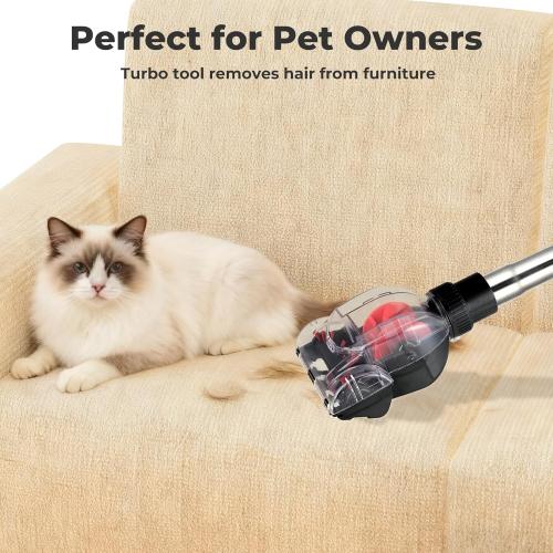 1600W Canister Vacuum Cleaner, Bagless Vacuum Cleaner with 45kPa Strong Suction, 4L Large Dust Cup, Variable Speed Control, 5 Tools, Lightweight Canister Vacuum for Home, Pet, Carpet, Hard Floor, Red