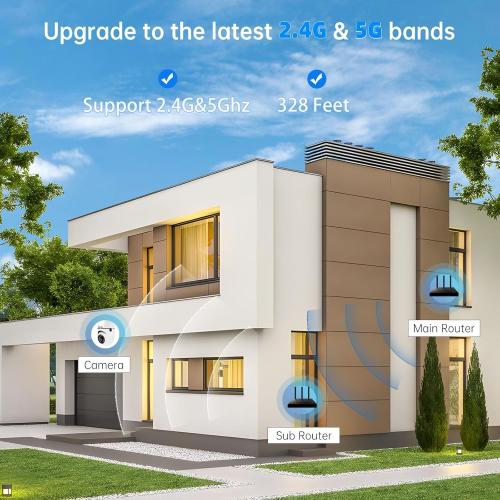 WESECUU Light Bulb Security Camera -5G& 2.4GHz WiFi 2K Security Cameras Wireless Outdoor Motion Detection and Alarm,Two-Way Talk,Color Night Vision,Human Detection, Bulb Camera Compatible with Alexa