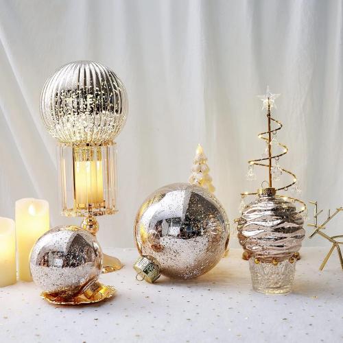 Large Christmas Ball Ornaments, Oversized Shatterproof Plastic Decorative Hanging Mercury Ornaments Ball for Xmas Holiday Party Decorations (Champagne, 6.0)