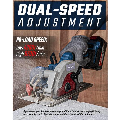 DongCheng 20V Max Cordless Circular Saw, with 3 Blades(5''), Brushless, 6700 RPM, Compact Hand Saw Max Cutting Depth1-3/4(90°), 1-3/10'' (45°), Including 4.0Ah Battery, Charger and Carry Bag