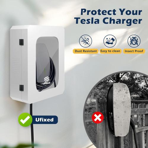 Weatherproof Outdoor EV Charger Enclosure with Lock, EV Charger Lock Box Outdoor with Cable Organize Holder | Visible Sun Protection Easy to Install, White