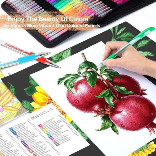TANMIT Glitter Gel Pens, 160 Pack Glitter Pen with Case for Adults Coloring Books, Artist Colored Gel Markers with 40% More Ink for Drawing Scraobooking Writing Doodling