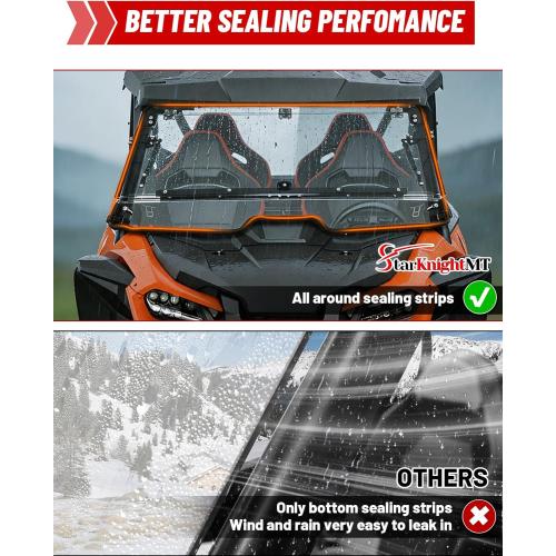 StarknightMT 2-in-1 Talon 1000 Flip Windshield Compatible with Talon 1000X/1000R/1000X4 2019 , Scratch & UV Resistant Folding Clear Polycarbonate Front Windscreen, No-Drill Install
