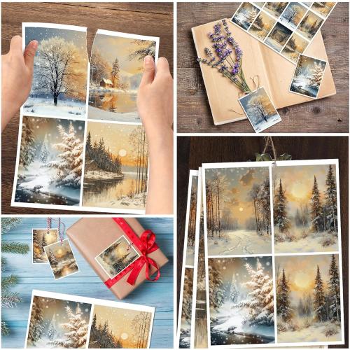 20 Pcs Decoupage Paper 8.3x11.2 Christmas Decoupage Paper Pack Papers Retro for Craft and Scrapbooking(Winter)