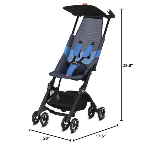 gb Pockit Air All Terrain Ultra Compact Lightweight Travel Stroller with Breathable Fabric in Night Blue, 28x17.5x39.8 Inch (Pack of 1)