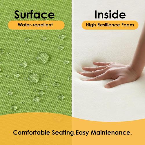 Outdoor Sunbrella Cushions for Patio Furniture Set of 2, 24x24 Water Repellent Chair Cushions Removable Seat Bottom & Back Cushion Covers for Chair, Sofa, Couch, Canvas Ginkgo