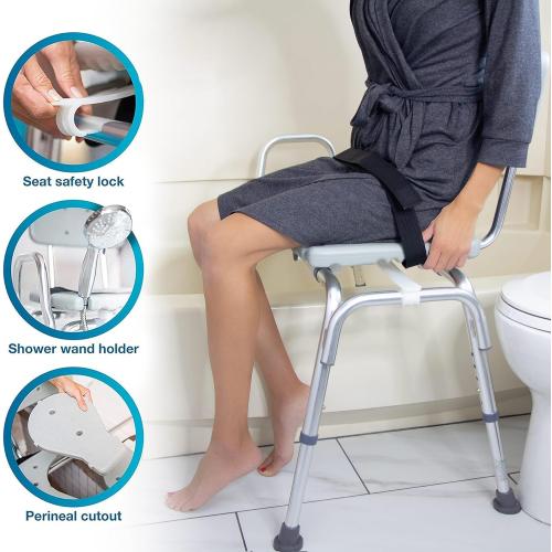 DMI Tub Transfer Bench and Shower Chair with Non Slip Aluminum Body, FSA Eligible, Adjustable Seat Height and Cut Out Access, Holds Weight up to 400 Lbs, Bath and Shower Safety, Transfer Bench
