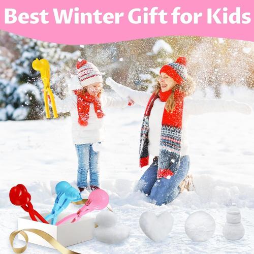 Snowball Maker, 4 Pack Snowball Mold for Kids, Snowball Mold Snow Toys, Outdoor Beach Toy Snowball Maker Toys with Handle, Birthday Xmas Gifts for Kids Ages 2-10