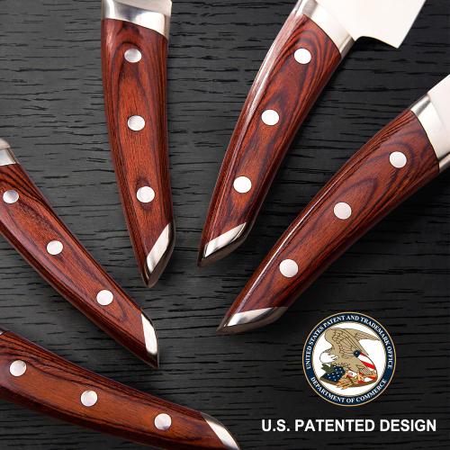 Brewin CHEFILOSOPHI Japanese Chef Knife Set 5 PCS with Elegant Red Pakkawood Handle Ergonomic Design,Professional Ultra Sharp Kitchen Knives for Cooking High Carbon Stainless Steel