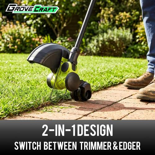 20V 12'' Cordless String Trimmer, Grass Trimmer&Edger with 8 Replacement Spools, Battery Powered Weed Trimmer with Auto Line Feed for Garden, Lawn(2*4AH Battery and Charger Included), Green