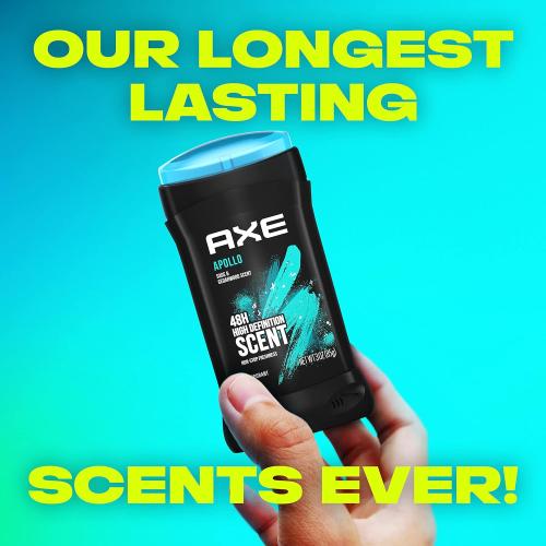 3oz AXE Apollo Deodorant Stick 4 Count For Long Lasting Odor Protection, Sage And Cedarwood Men's Deo, Aluminum Free 3oz